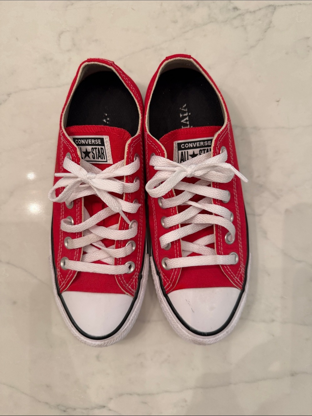 Converse Red and White Kids Low-Top Canvas Sneakers - Picture 1 of 5